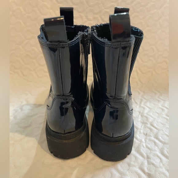 ZARA Chelsea Ankle Boots Black Combat Beatles Women’s Zippered Rubber Soles Goth - Picture 4 of 10